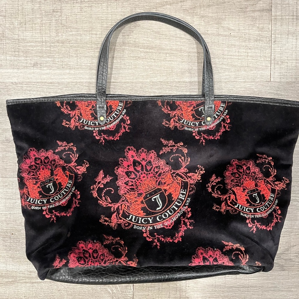 Juicy Couture Black and Red Patterned Tote